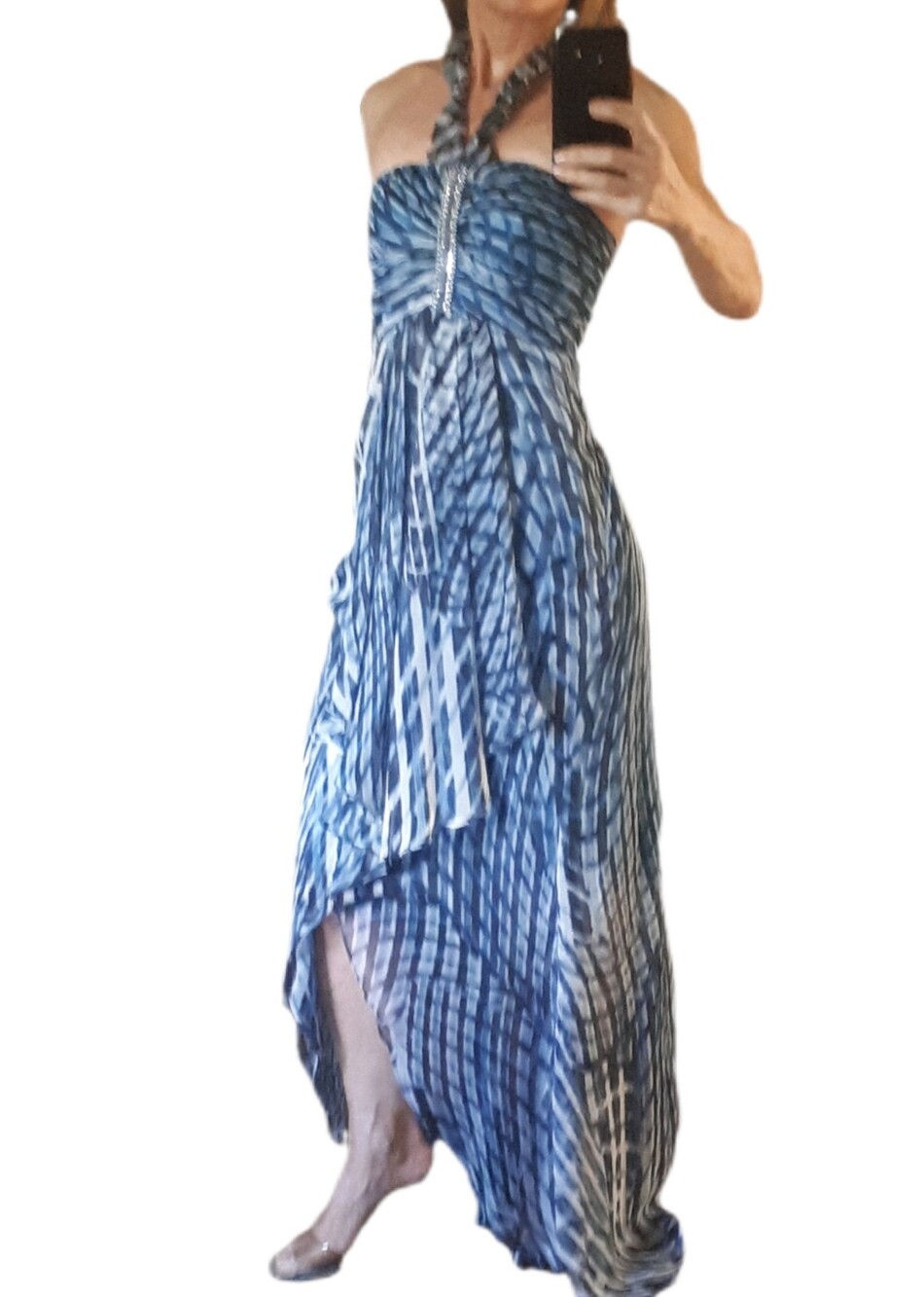 Laundry By Shelli Segal Blue Frint Slit Maxi Dress
